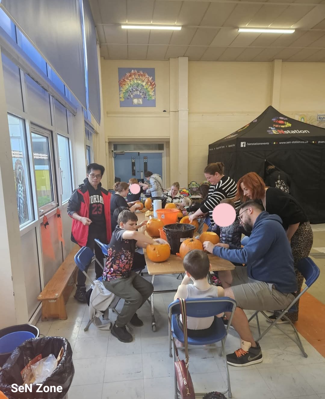 Families carving their pumpkin's from our man made pumpkin patch