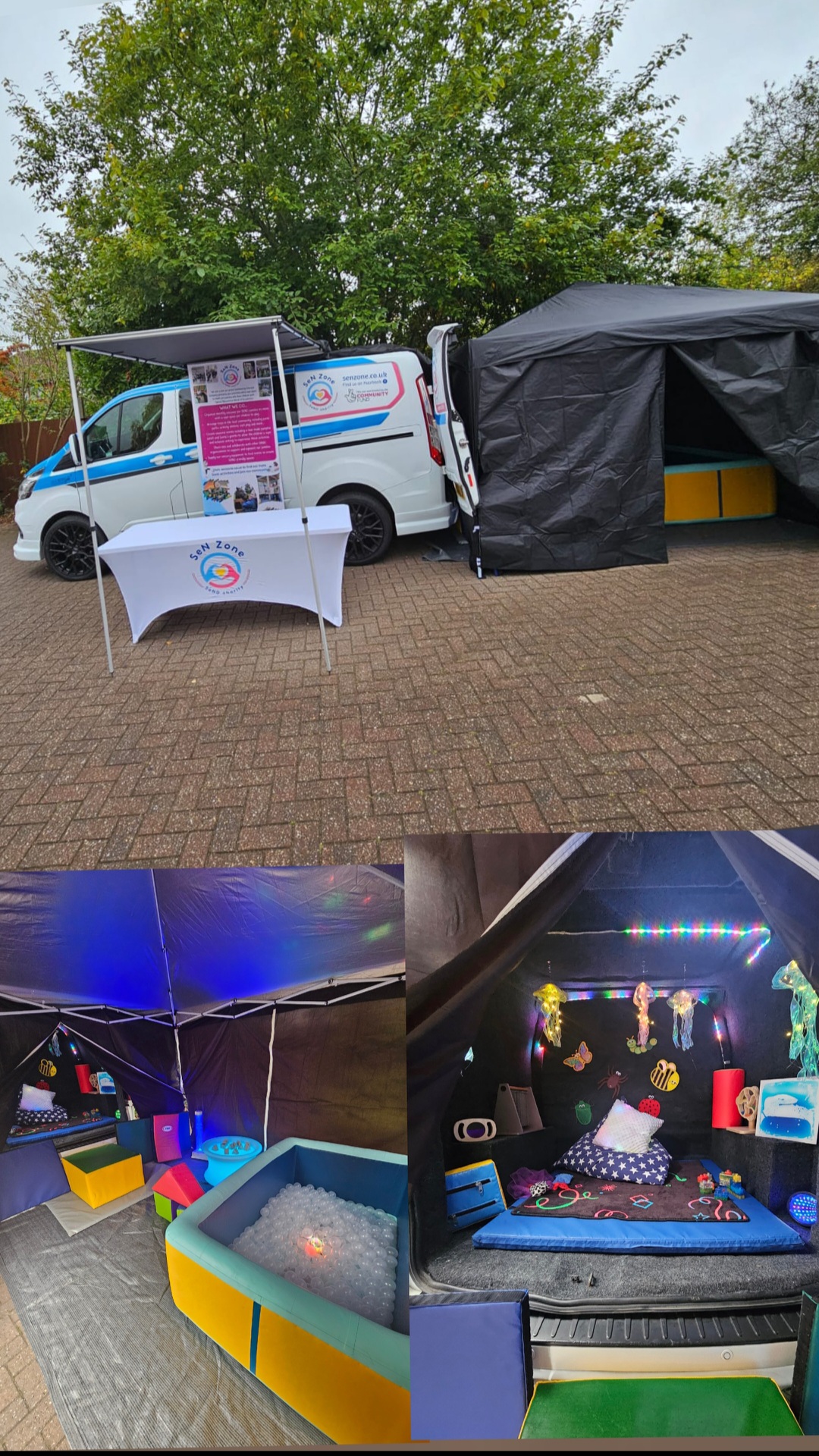Our sensory van set up. Made possible by the National Lottery Community Grant Fund